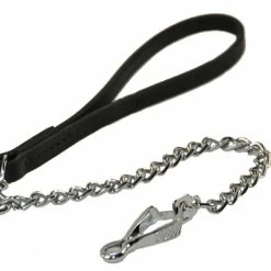 Chain Link Leash With Leather Handle