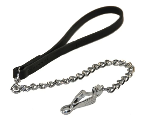 Chain Link Leash With Leather Handle 3 Chain Link Leash With Leather Handle