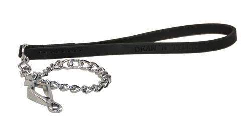Chain Link Leash With Leather Handle 4 Chain Link Leash With Leather Handle - Image 2