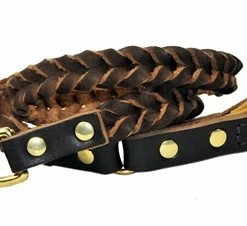 Comfort Braid Black - Leather Leash -Collars Sales Shop DTL7 5